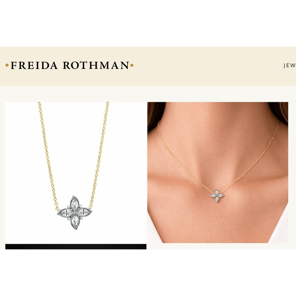 NEW $195 Freida Rothman Fleur Bloom Petal Pendant Sterling Silver Necklace